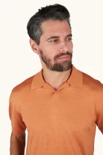 Muška polo majica od vune i svile Paul & Shark | Luksuzna prediva, italijanska elegancija, topla narandžasta