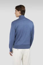 Muški Merino Extrafine half zip džemper Paul & Shark | Devičanska vuna, Alcantara® detalji, plava vintage indigo
