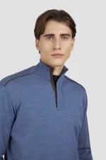 Muški Merino Extrafine half zip džemper Paul & Shark | Devičanska vuna, Alcantara® detalji, plava vintage indigo