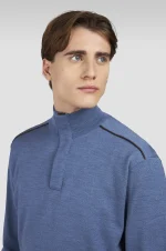 Muški Merino Extrafine half zip džemper Paul & Shark | Devičanska vuna, Alcantara® detalji, plava vintage indigo