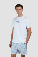 Bela muška majica od Supima pamuka Paul & Shark | 3D znak u obliku ajkule, ekstra fina mekoća, letnji stil
