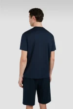 : Teget muška majica od egipatskog pamuka Paul & Shark | 3D znak u obliku ajkule, ekstra fina mekoća, nautički stil | Veličine XS do 6XL