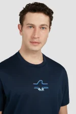 : Teget muška majica od egipatskog pamuka Paul & Shark | 3D znak u obliku ajkule, ekstra fina mekoća, nautički stil | Veličine XS do 6XL