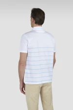 Bela muška polo majica na svetloplave pruge Paul & Shark | Fini pike pamuk, nautički stil, letnja udobnost | Veličine XS do 6XL |