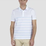 Bela muška polo majica na svetloplave pruge Paul & Shark | Fini pike pamuk, nautički stil, letnja udobnost | Veličine XS do 6XL |