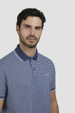 Muška prugasta polo majica Paul & Shark | Teget-beli dezen, pike pamuk, nautički stil | Vezeni logo | Veličine XS do 6XL | yachtingfashion.rs