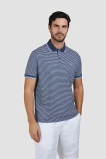 Muška prugasta polo majica Paul & Shark | Teget-beli dezen, pike pamuk, nautički stil | Vezeni logo | Veličine XS do 6XL | yachtingfashion.rs