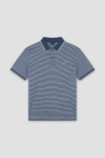 Muška prugasta polo majica Paul & Shark | Teget-beli dezen, pike pamuk, nautički stil | Vezeni logo | Veličine XS do 6XL | yachtingfashion.rs