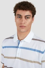 Bela muška polo majica na raznobojne pruge Paul & Shark | Pike pamuk, letnji mediteranski stil, udobnost | Veličine XS do 6XL | yachtingfashion.rs