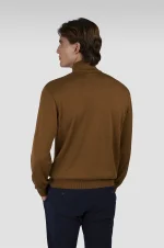 Muški Paul & Shark Extrasoft half zip džemper | Devičanska vuna i lyocell, braon boja | Izuzetna mekoća, nautička elegancija