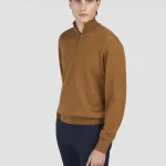 Muški Paul & Shark Extrasoft half zip džemper | Devičanska vuna i lyocell, braon boja | Izuzetna mekoća, nautička elegancija