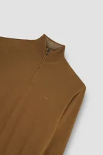 Muški Paul & Shark Extrasoft half zip džemper | Devičanska vuna i lyocell, braon boja | Izuzetna mekoća, nautička elegancija