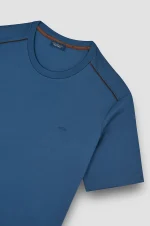 Muška Paul & Shark Aqua Touch pamučna majica | Luksuzna interlock tekstura, prugasti detalji na ramenima | Plava boja |