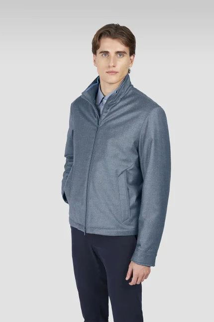 Muška Paul & Shark jakna | Loro Piana Green Storm System® tkanina, mešavina vune i svile | Vodootporna i vetrootporna, plava boja