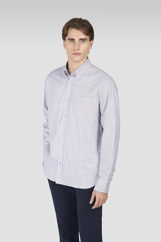 Muška pamučna košulja Paul & Shark Silver Collection | Karirani dezen u teget i žutim tonovima, 100% pamuk, vrhunska elegancija