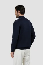 Teget muški džemper na rajsferšlus Paul & Shark | Luksuzna mešavina svile i pamuka, kontrastni detalji, half zip | Veličine XS do 6XL | yachtingfashion.rs