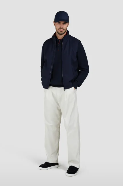 Teget muški džemper na rajsferšlus Paul & Shark | Luksuzna mešavina svile i pamuka, kontrastni detalji, half zip | Veličine XS do 6XL | yachtingfashion.rs