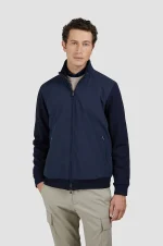 Muški hibridni duks Paul & Shark | Aktivni flis i 4x4 stretch tehnički materijal | Teget boja, dvosmerni rajsferšlus | Veličine XS do 6XL | yachtingfashion.rs