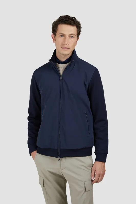 Muški hibridni duks Paul & Shark | Aktivni flis i 4x4 stretch tehnički materijal | Teget boja, dvosmerni rajsferšlus | Veličine XS do 6XL | yachtingfashion.rs