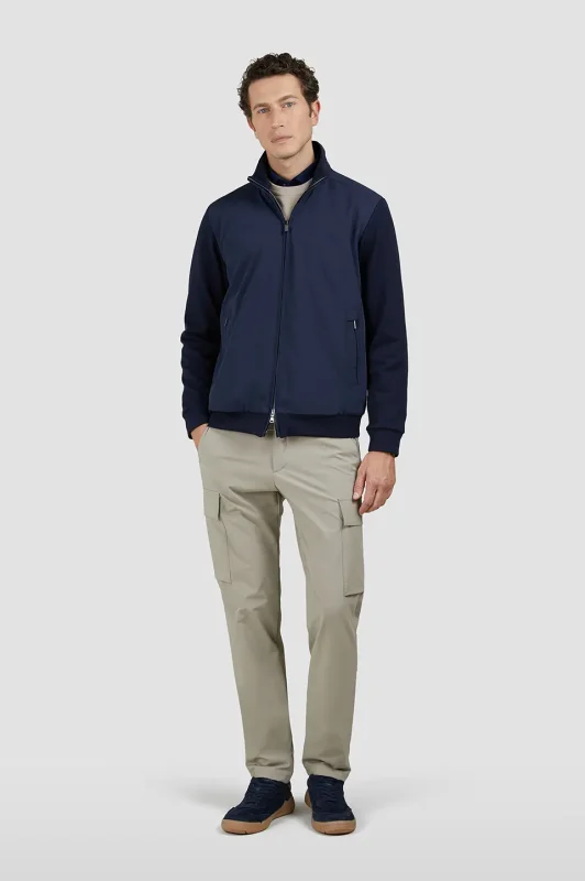 Muški hibridni duks Paul & Shark | Aktivni flis i 4x4 stretch tehnički materijal | Teget boja, dvosmerni rajsferšlus | Veličine XS do 6XL | yachtingfashion.rs