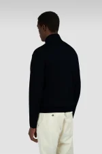 Muški half zip džemper od 100% vune Paul & Shark | Klasičan crni dizajn, vrhunska toplota i udobnost