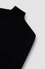 Muški half zip džemper od 100% vune Paul & Shark | Klasičan crni dizajn, vrhunska toplota i udobnost