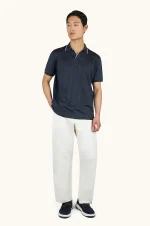 Polo majica sa otvorenom kragnom od pamuka i svile 26411237 050 - Slika 2