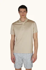 Polo majica od pamučnog žerseja sa detaljima od lana 26411249 348