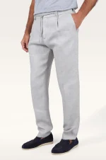 Lanene chino pantalone sa učkurom i faltom 26414057 064 - Slika 2