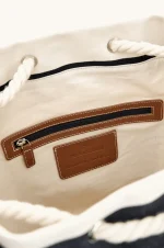 Prugasta platnena torba sa kožnim detaljima 26418102 H21 - Slika 4