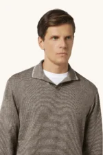 Polo majica Paul & Shark sa otvorenom kragnom od vune i lana 16311127 455 - Slika 3